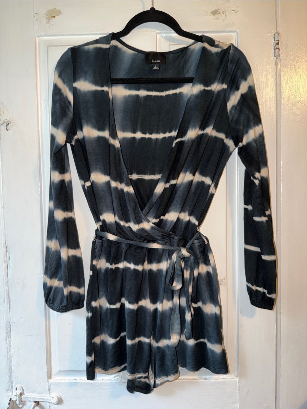 Limited Navy & White Tie-Dye Wrap Romper